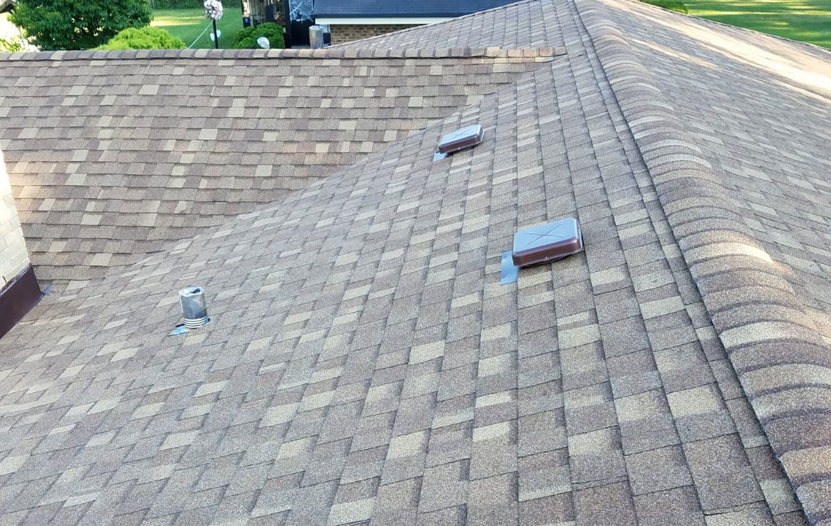 Roof shingles close-up showing detailed roofing surface
